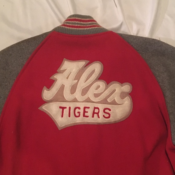 Vintage letterman jacket red grey wool high school 82 Alex Tigers - Picture 3 of 14